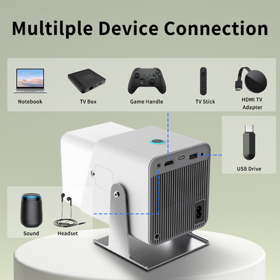 FY360 4K HD Smart LCD Projector แสงสว่างสูง เลเซอร์โรงภาพยนตร์ในบ้านด้วย Android 11.0 BT5.2 สายเสียงสเตียโร่และ US Plug