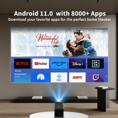 FY360 4K HD Smart LCD Projector แสงสว่างสูง เลเซอร์โรงภาพยนตร์ในบ้านด้วย Android 11.0 BT5.2 สายเสียงสเตียโร่และ US Plug