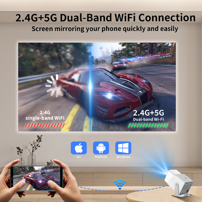FY360 4K HD Smart LCD Projector แสงสว่างสูง เลเซอร์โรงภาพยนตร์ในบ้านด้วย Android 11.0 BT5.2 สายเสียงสเตียโร่และ US Plug