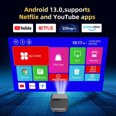 FLYIN P20 Pro 4K 350Lms 1080P โปรเจคเตอร์ Full HD โฟกัสอัตโนมัติ เลนส์ LCD แหลมแอนดรอยด์ 13 Airplay โปรเจคเตอร์บ้านพกพา