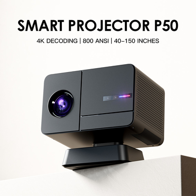 Flyin P50 โฮมทีเอเตอร์ 1080P 4K โปรเจคเตอร์ Allwinner H713 โปรเจคเตอร์ 800 ANSI Lumens โฮมทีวี โปรเจคเตอร์