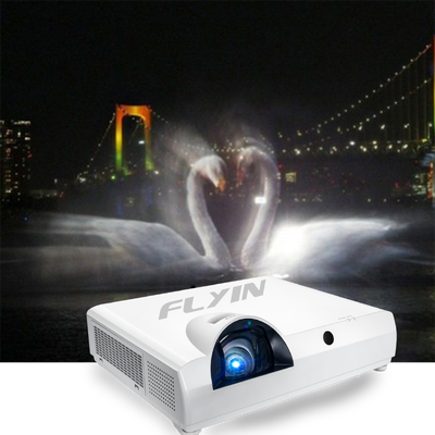 Flyin-C90SW+ 4200 Lumens WXGA 3LCD เลเซอร์โปรเจคเตอร์ระยะสั้นในตัว Android 5000000:1 Contrast สำหรับธุรกิจการศึกษา
