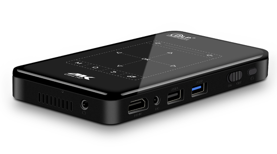 โปรเจคเตอร์พกพาขนาดเล็ก 4K สีดำกันฝุ่นกันน้ำ Android Mapping DLP Projector
