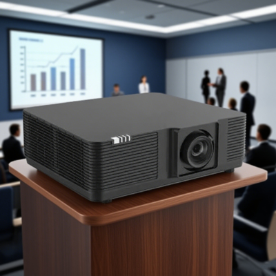 Flyin 5500 ลูเมน DLP Laser Projector WUXGA ความละเอียดสูง 4K Active 3D Presentation 0.8 DMD Chip สําหรับการถ่ายภาพที่แม่นยํา การเปลี่ยนเลนส์โฟกัสด้วยมือเพื่อประสบการณ์การถ่ายภาพที่ยืดหยุ่น