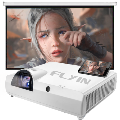 Flyin-C90SW+ 4200 Lumens WXGA 3LCD เลเซอร์โปรเจคเตอร์ระยะสั้นในตัว Android 5000000:1 Contrast สำหรับธุรกิจการศึกษา